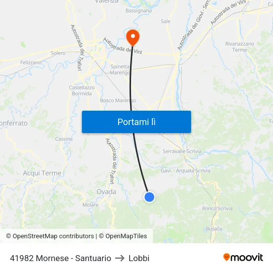 41982 Mornese - Santuario to Lobbi map