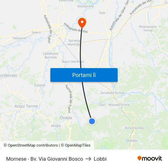 Mornese - Bv. Via Giovanni Bosco to Lobbi map