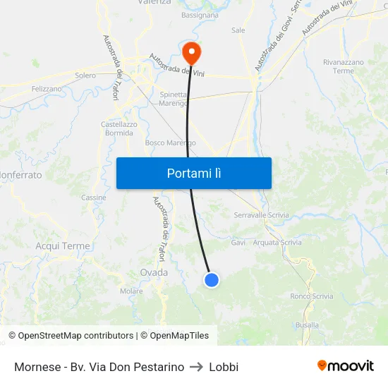 Mornese - Bv. Via Don Pestarino to Lobbi map