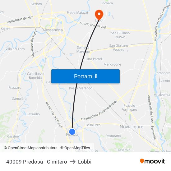 40009 Predosa - Cimitero to Lobbi map