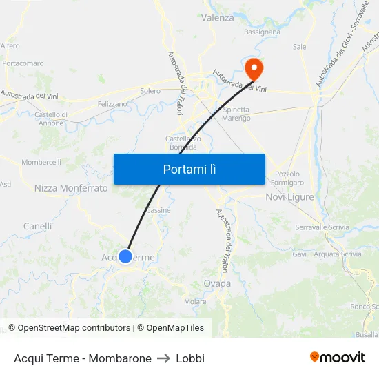 Acqui Terme - Mombarone to Lobbi map