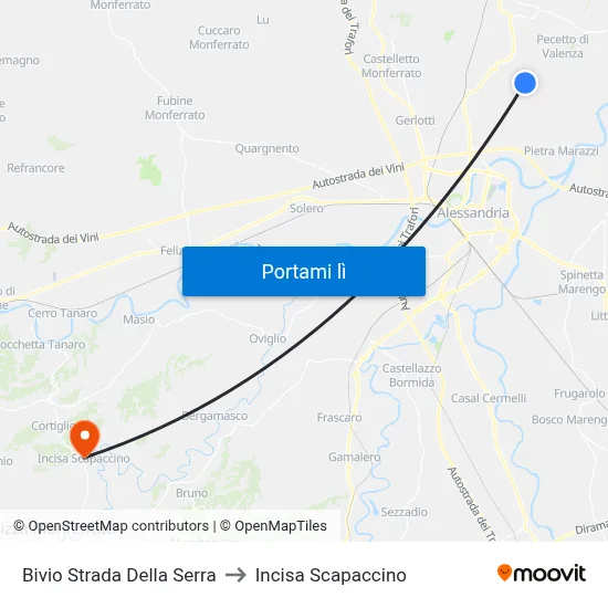 Bivio Strada Della Serra to Incisa Scapaccino map
