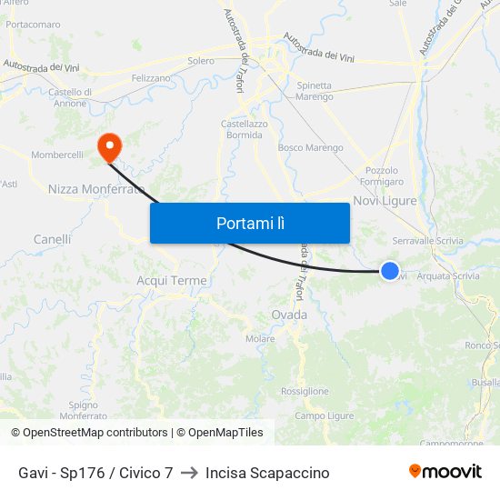 Gavi - Sp176 / Civico 7 to Incisa Scapaccino map