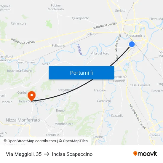 Via Maggioli, 35 to Incisa Scapaccino map