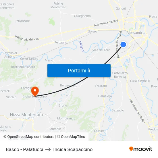 Basso - Palatucci to Incisa Scapaccino map