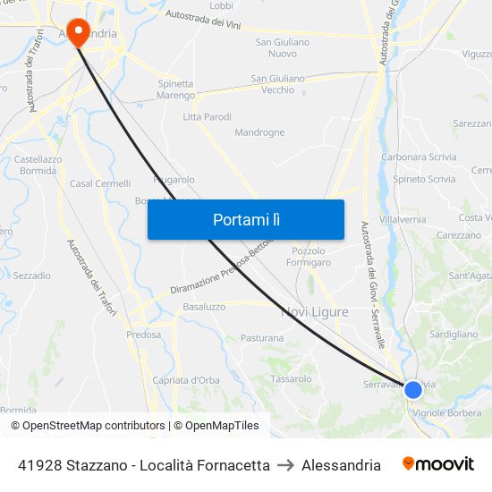 41928 Stazzano - Località Fornacetta to Alessandria map