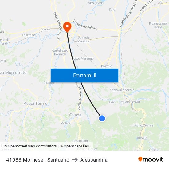 41983 Mornese - Santuario to Alessandria map