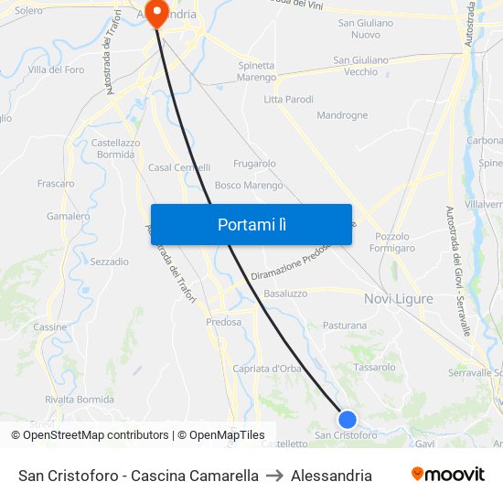 San Cristoforo - Cascina Camarella to Alessandria map