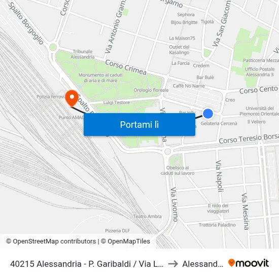 40215 Alessandria - P. Garibaldi / Via Lanza to Alessandria map