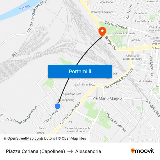 Piazza Ceriana (Capolinea) to Alessandria map