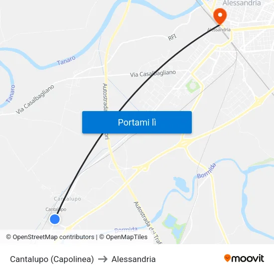 Cantalupo (Capolinea) to Alessandria map