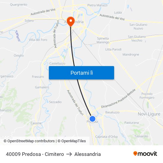 40009 Predosa - Cimitero to Alessandria map