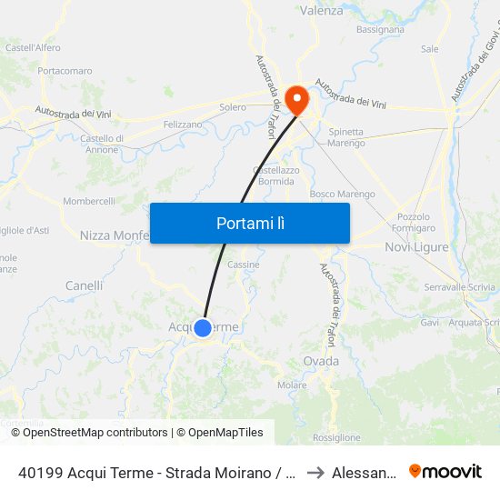 40199 Acqui Terme - Strada Moirano / Rotonda to Alessandria map