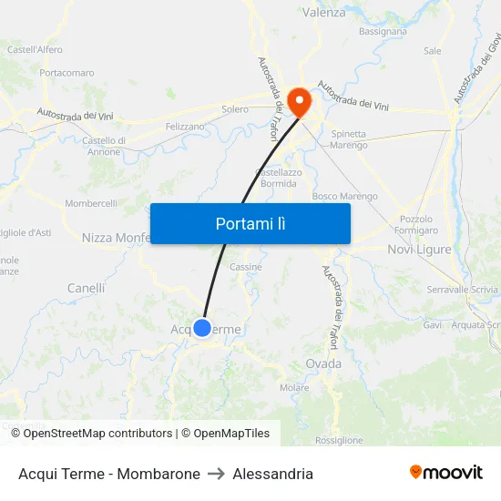 Acqui Terme - Mombarone to Alessandria map
