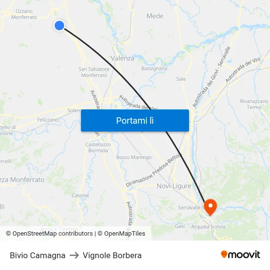 Bivio Camagna to Vignole Borbera map