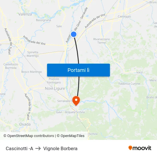 Cascinotti -A to Vignole Borbera map