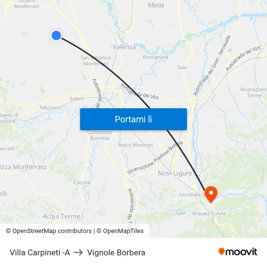 Villa Carpineti -A to Vignole Borbera map