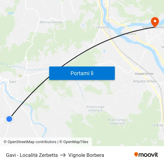 Gavi - Località Zerbetta to Vignole Borbera map