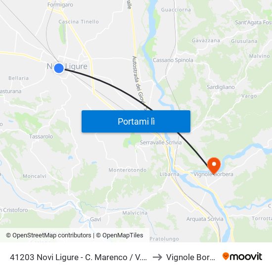 41203 Novi Ligure - C. Marenco / V. Peloso to Vignole Borbera map