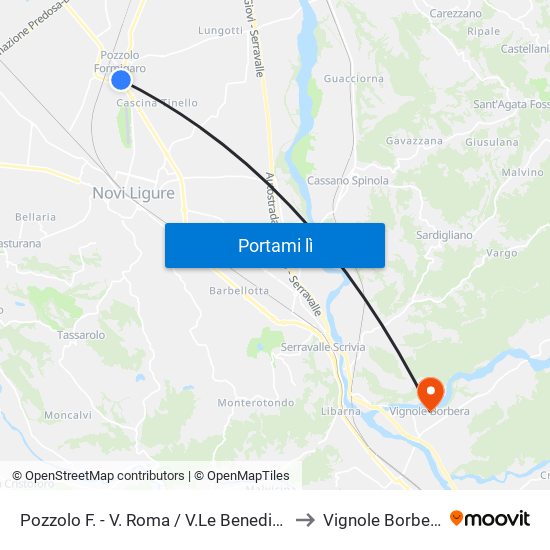 Pozzolo F. - V. Roma / V.Le Benedicta to Vignole Borbera map