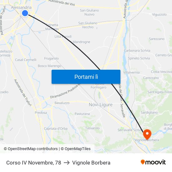 Corso IV Novembre, 78 to Vignole Borbera map