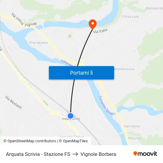 Arquata Scrivia - Stazione FS to Vignole Borbera map