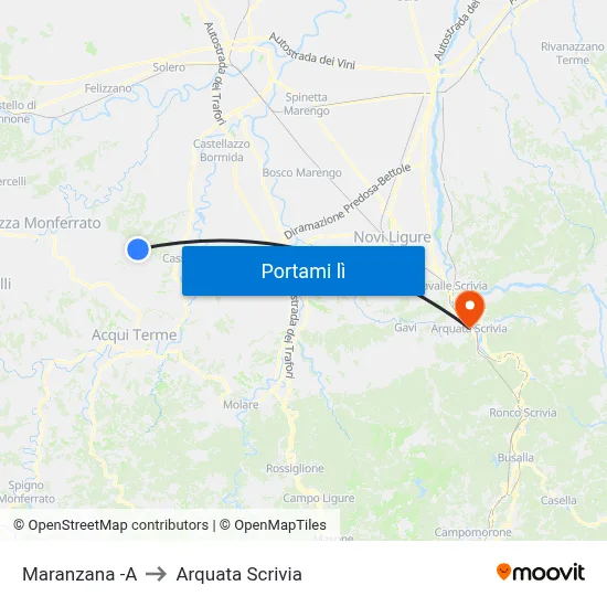Maranzana -A to Arquata Scrivia map