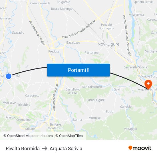 Rivalta Bormida to Arquata Scrivia map