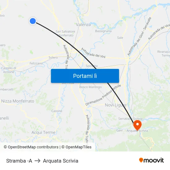 Stramba -A to Arquata Scrivia map