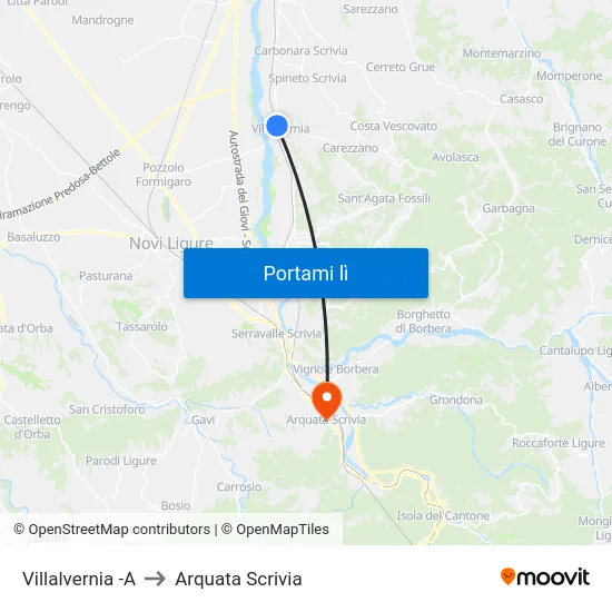 Villalvernia -A to Arquata Scrivia map