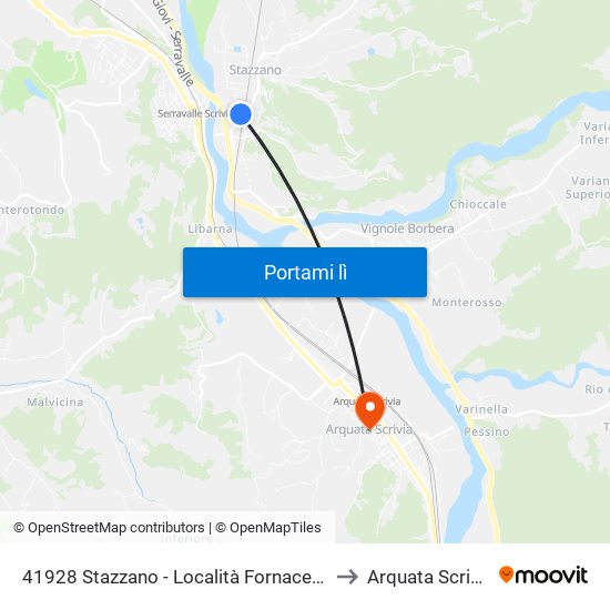 41928 Stazzano - Località Fornacetta to Arquata Scrivia map