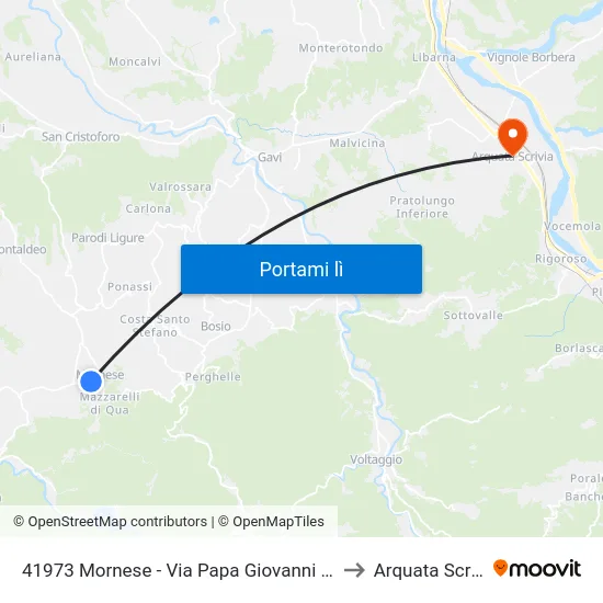 41973 Mornese - Via Papa Giovanni Civ. 24 to Arquata Scrivia map