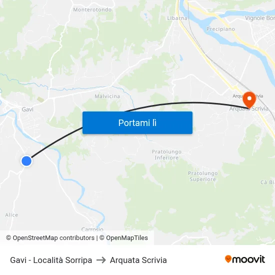Gavi - Località Sorripa to Arquata Scrivia map