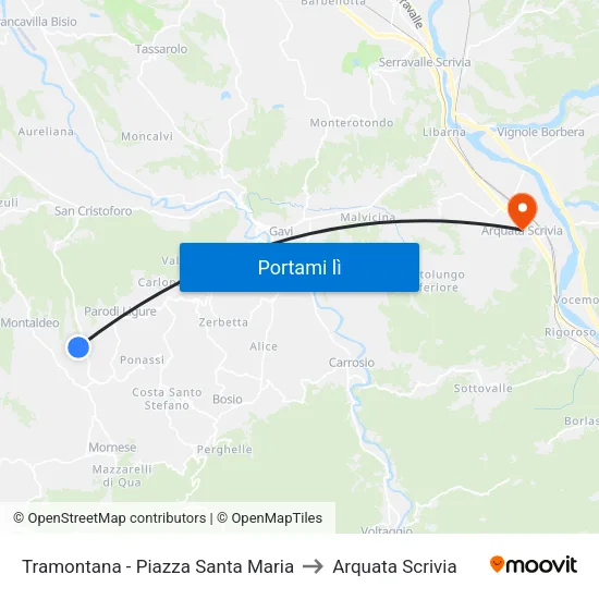 Tramontana - Piazza Santa Maria to Arquata Scrivia map