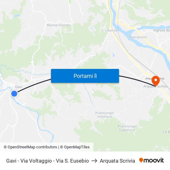 Gavi - Via Voltaggio - Via S. Eusebio to Arquata Scrivia map