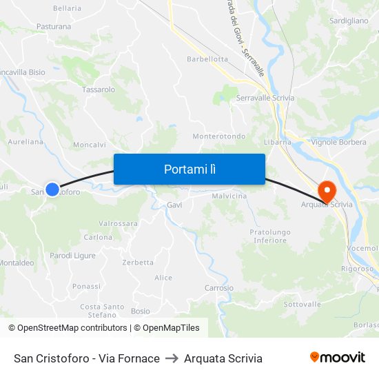 San Cristoforo - Via Fornace to Arquata Scrivia map