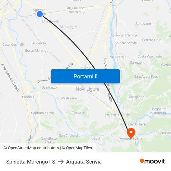 Spinetta Marengo FS to Arquata Scrivia map