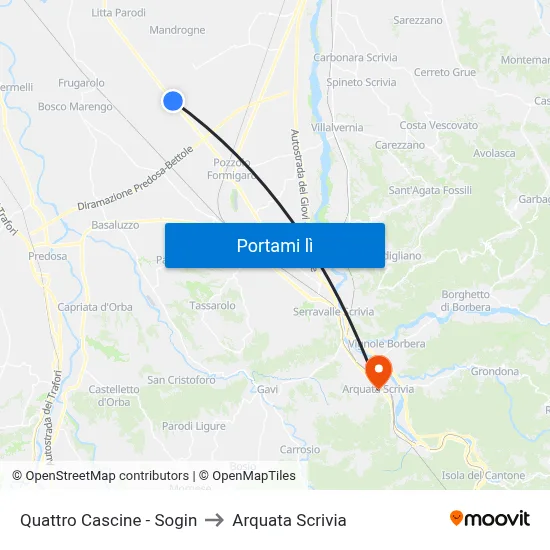 Quattro Cascine - Sogin to Arquata Scrivia map