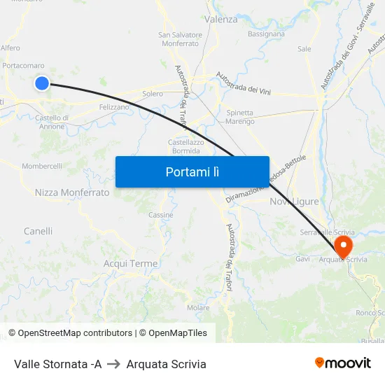 Valle Stornata -A to Arquata Scrivia map