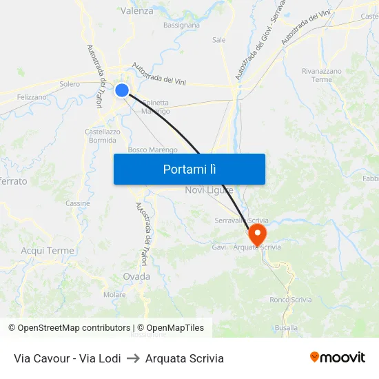 Via Cavour - Via Lodi to Arquata Scrivia map