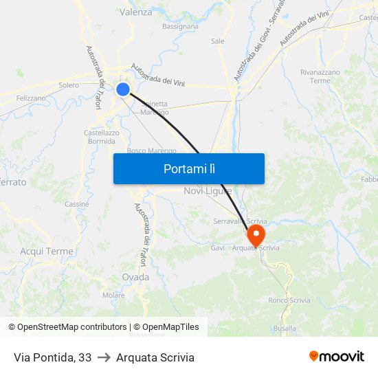 Via Pontida, 33 to Arquata Scrivia map