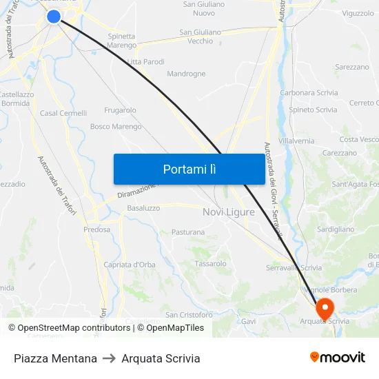 Mentana to Arquata Scrivia map