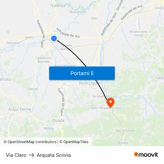 Claro to Arquata Scrivia map