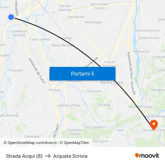 Strada Acqui (8) to Arquata Scrivia map