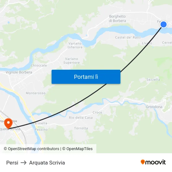 Persi to Arquata Scrivia map