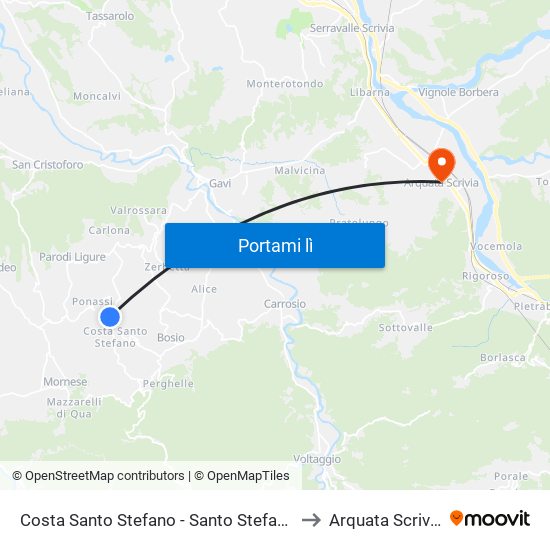 Costa Santo Stefano - Santo Stefano to Arquata Scrivia map
