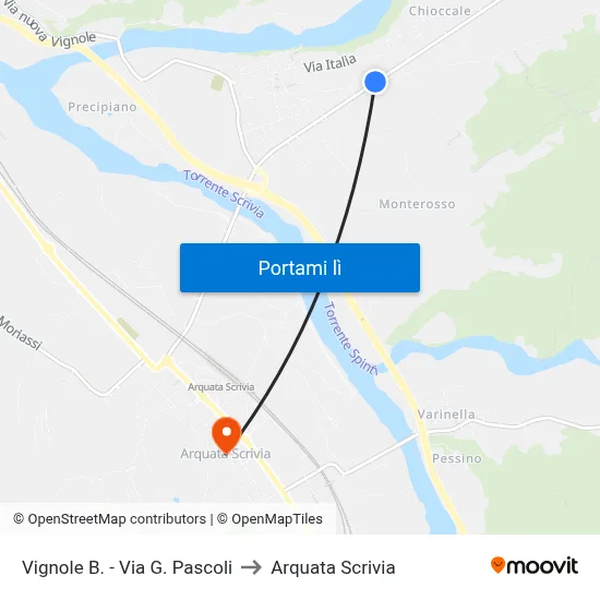 Vignole B. - Via G. Pascoli to Arquata Scrivia map