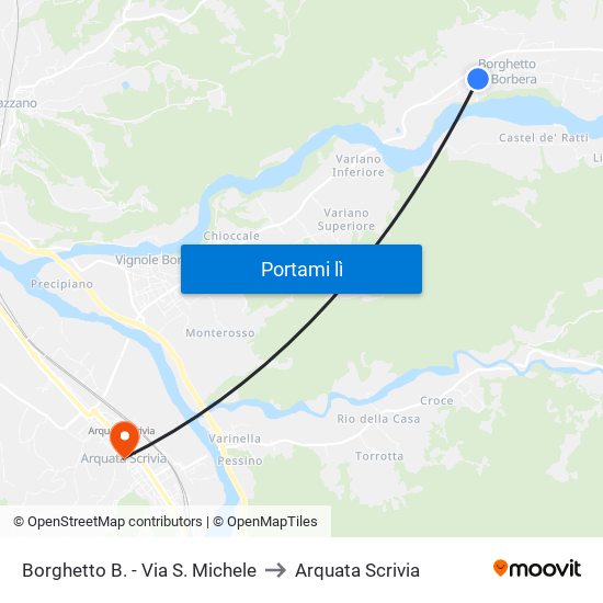 Borghetto B. - Via S. Michele to Arquata Scrivia map