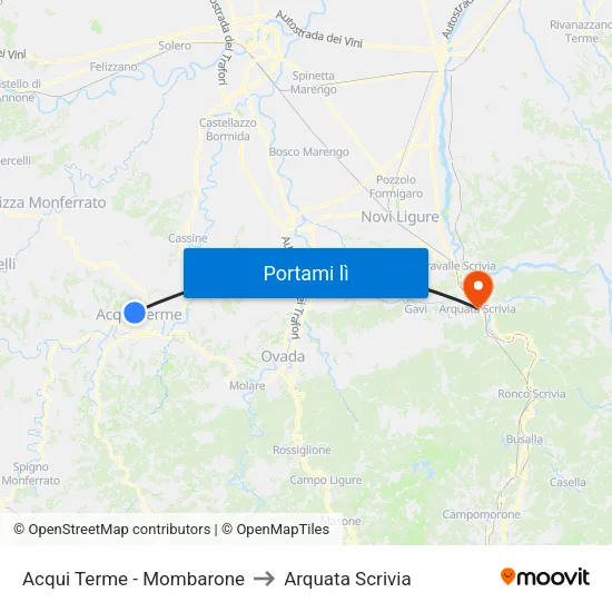 Acqui Terme - Mombarone to Arquata Scrivia map