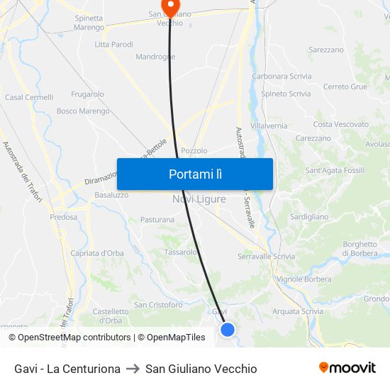 Gavi - La Centuriona to San Giuliano Vecchio map